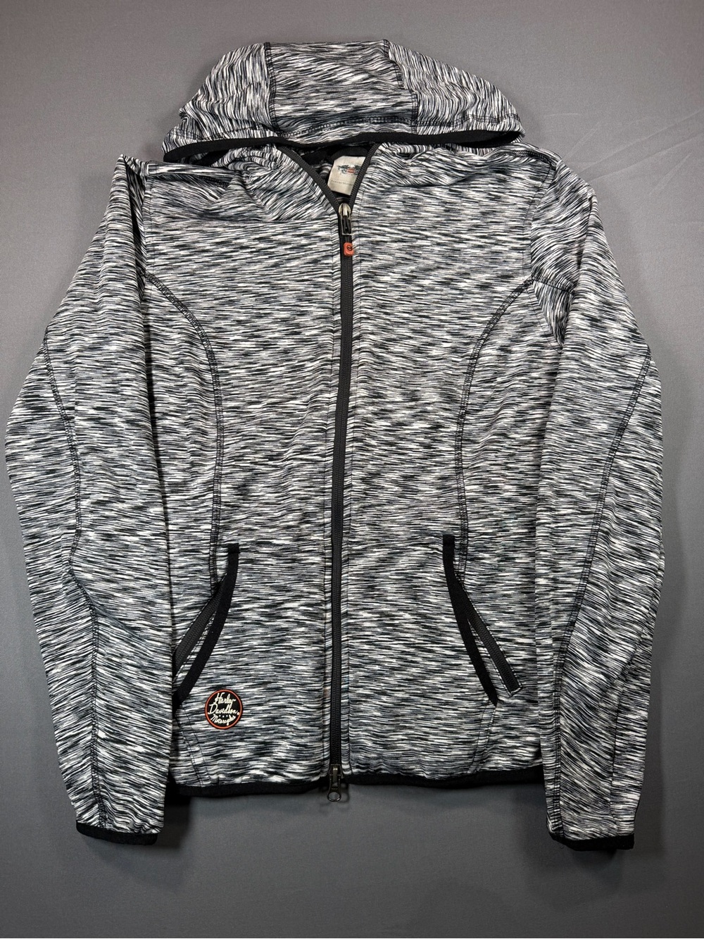 Harley-Davidson MotorClothes Women’s Small Black White Space Dye Zip Hooded Jack
